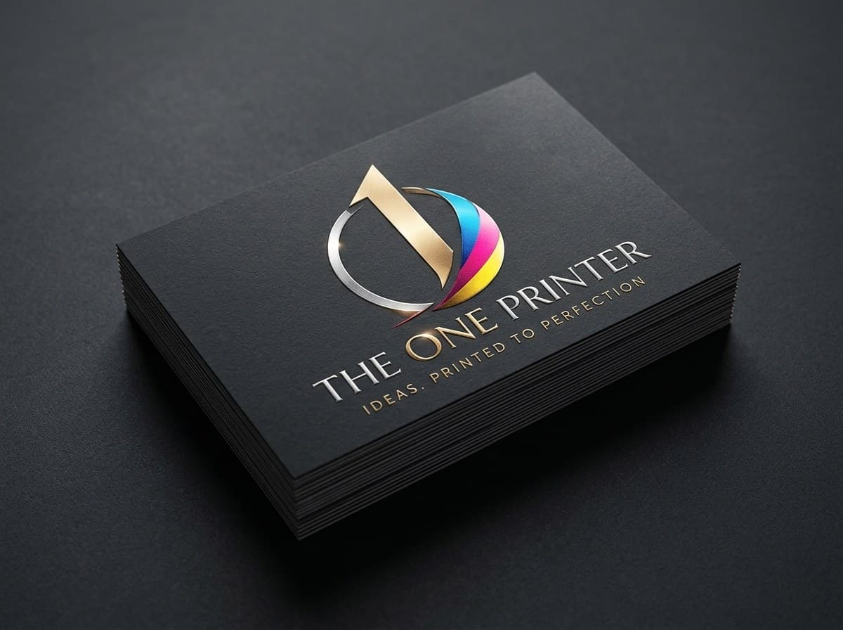 The One Printer luxury print specimens: 600gsm cotton cards with gold foil and smyth-sewn monographs